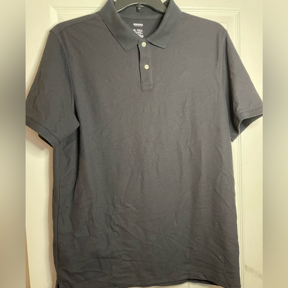Sonoma Black Polo Shirt Relaxed Fit Knit mens xl tall